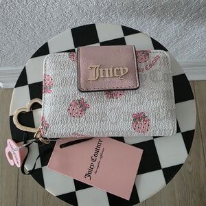 NWT Juicy Couture Berry Sweet Tab Card Wallet - Angel Crystal/Pink Diamond